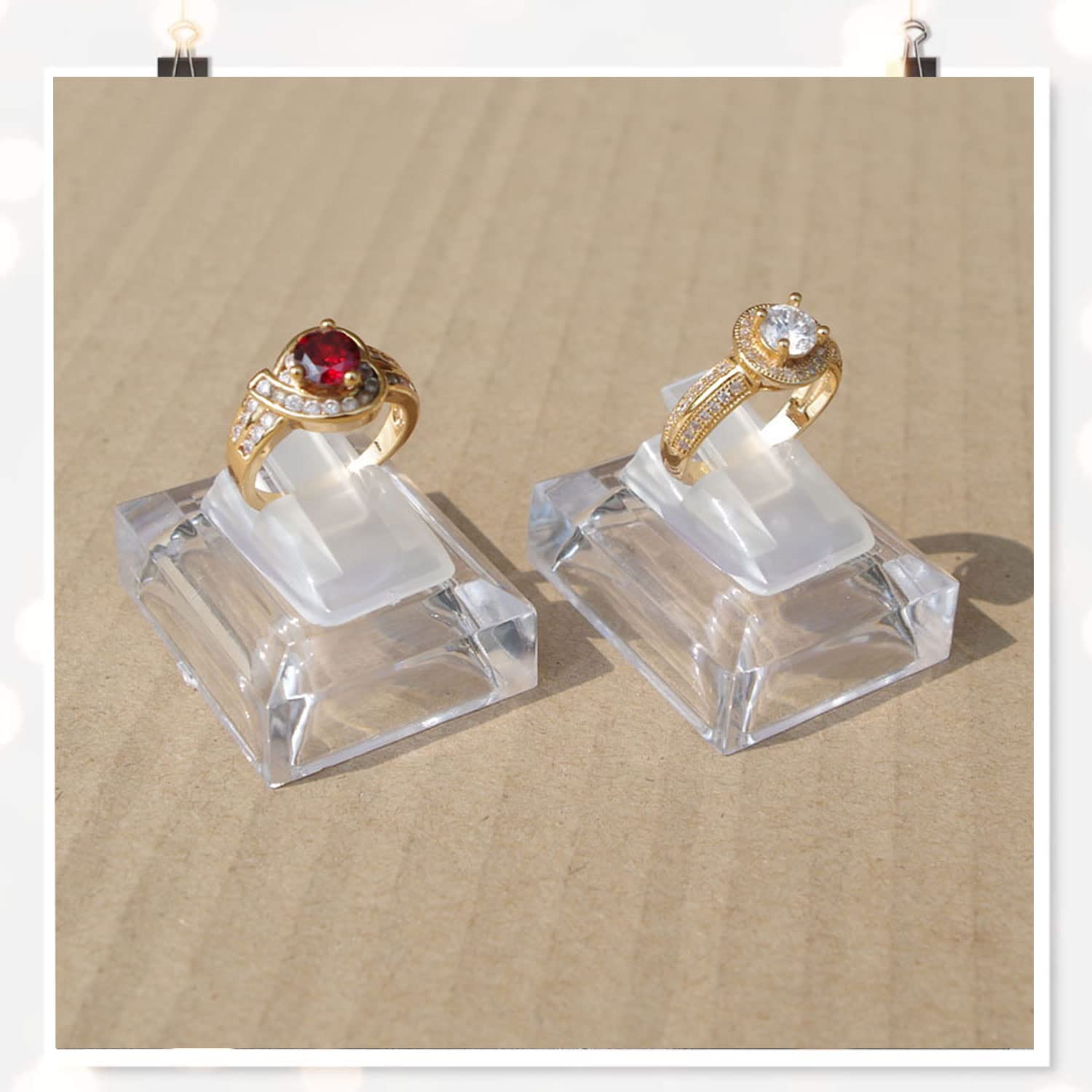 Supporto Anelli Espositore Gioielli Display - Anello Titolare In Plastica Vetrina, Supporto Esposizione Di Ad Anello, Per Vetrina Fiere, Accessori, Bianco, 3,7 x 3 x 2,3cm, 10 Pezzi