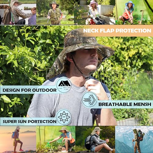 Image of Solaris Sun Hat with Neck Flap, UPF 50 Sun Protection Lightweight Sun Cap for Men Women, Wide Brim Hat for Fishing Hiking