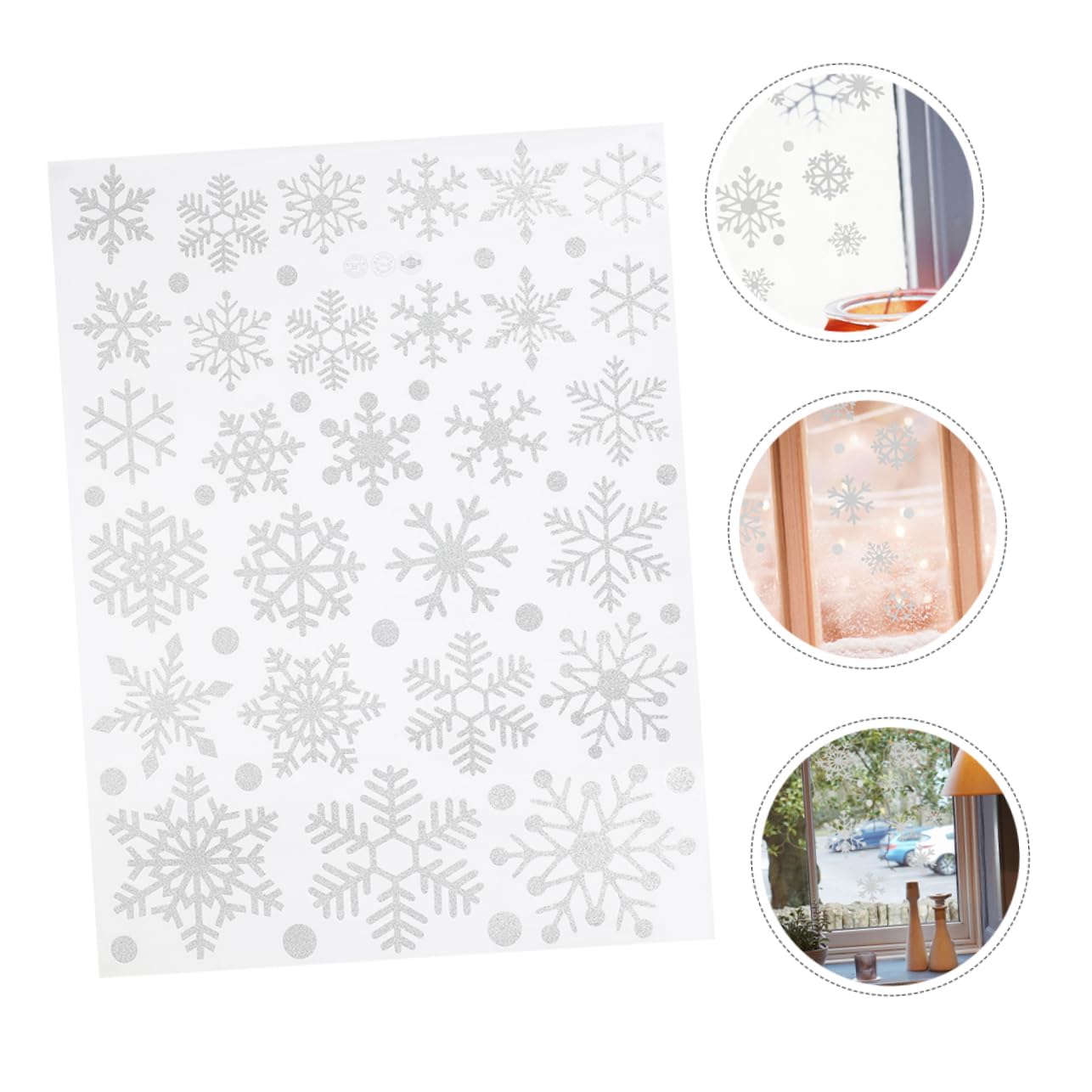 DOITOOL 5 Hojas Pegatinas de Copos de Navideñas Adhesivos para Ventanas Copos de Decoración de Ventana para Fiestas de Navidad de Calcomanías de Pegatinas para Paredes de Dormitorio