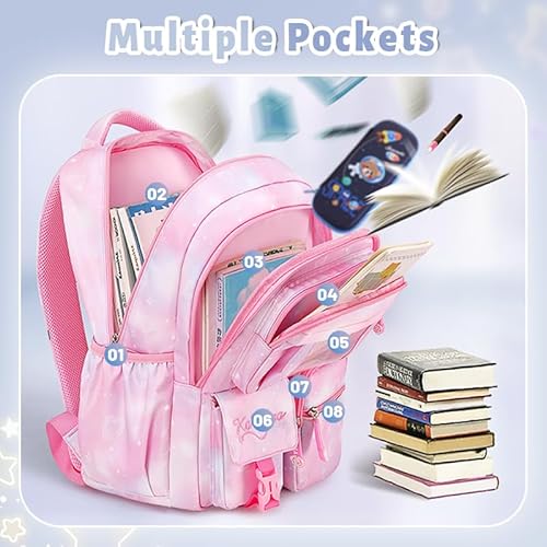mygreen Mochila para meninas para crianças, alunos, ensino fundamental e médio, Roxa