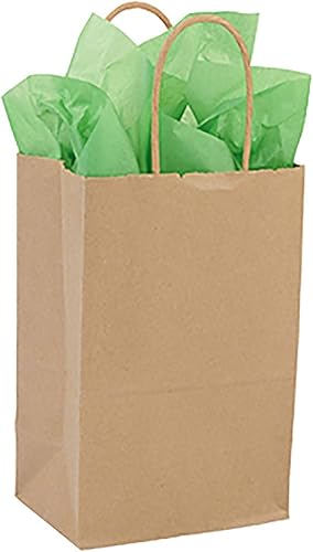 Miniatura 1 de SSWBasics Bolsas pequeñas de papel kraft para compras, 5 1/4 pulgadas de ancho x 3 1/2 pulgadas de profundidad x 8 1/4 pulgadas de alto, paquete de