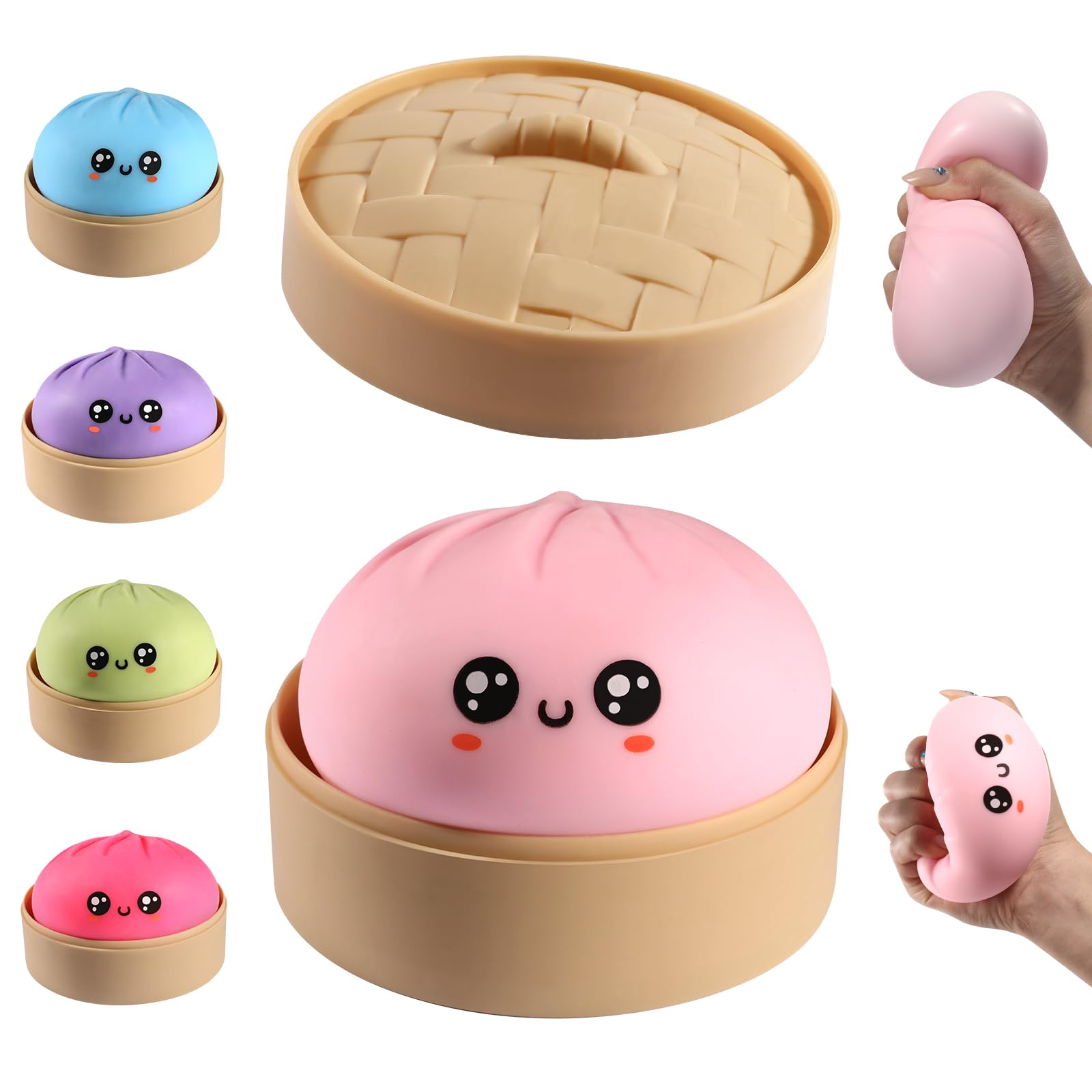 DASDSA Pink Dumpling Squishy Stress Ball Fidget Sensory Toy for Adults Anxiety Relief - main product image