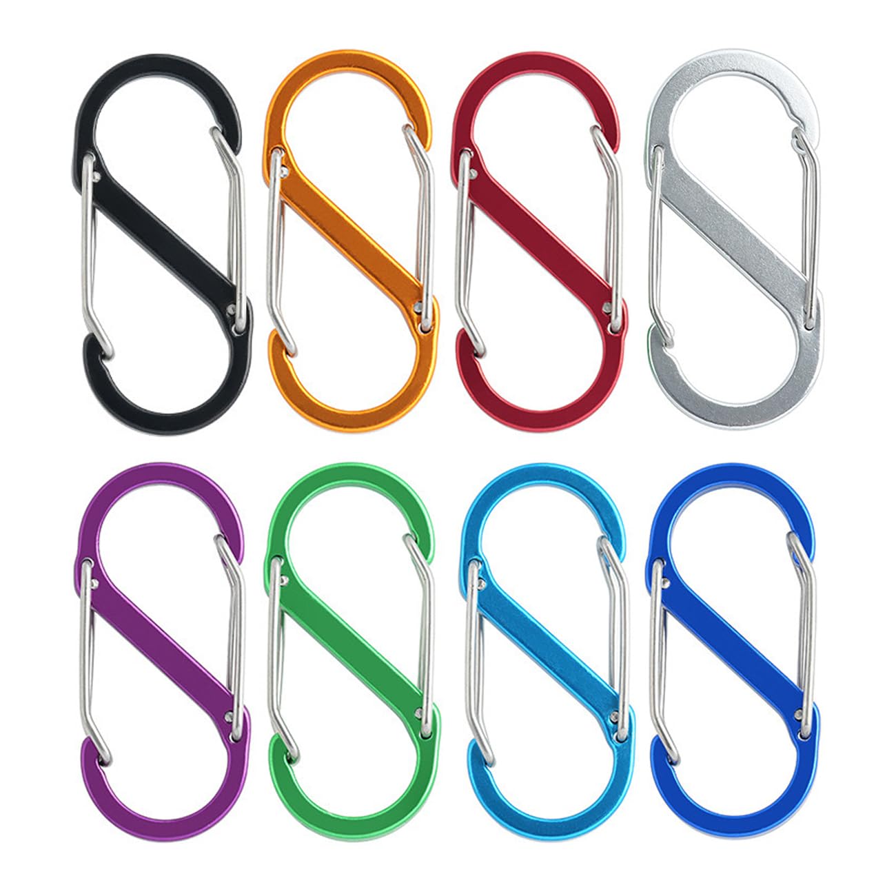 Multi-Use Carabiner Clips, Lightweight Locking Carabiner Clip, S-Type Spring Snap Keychain Hook