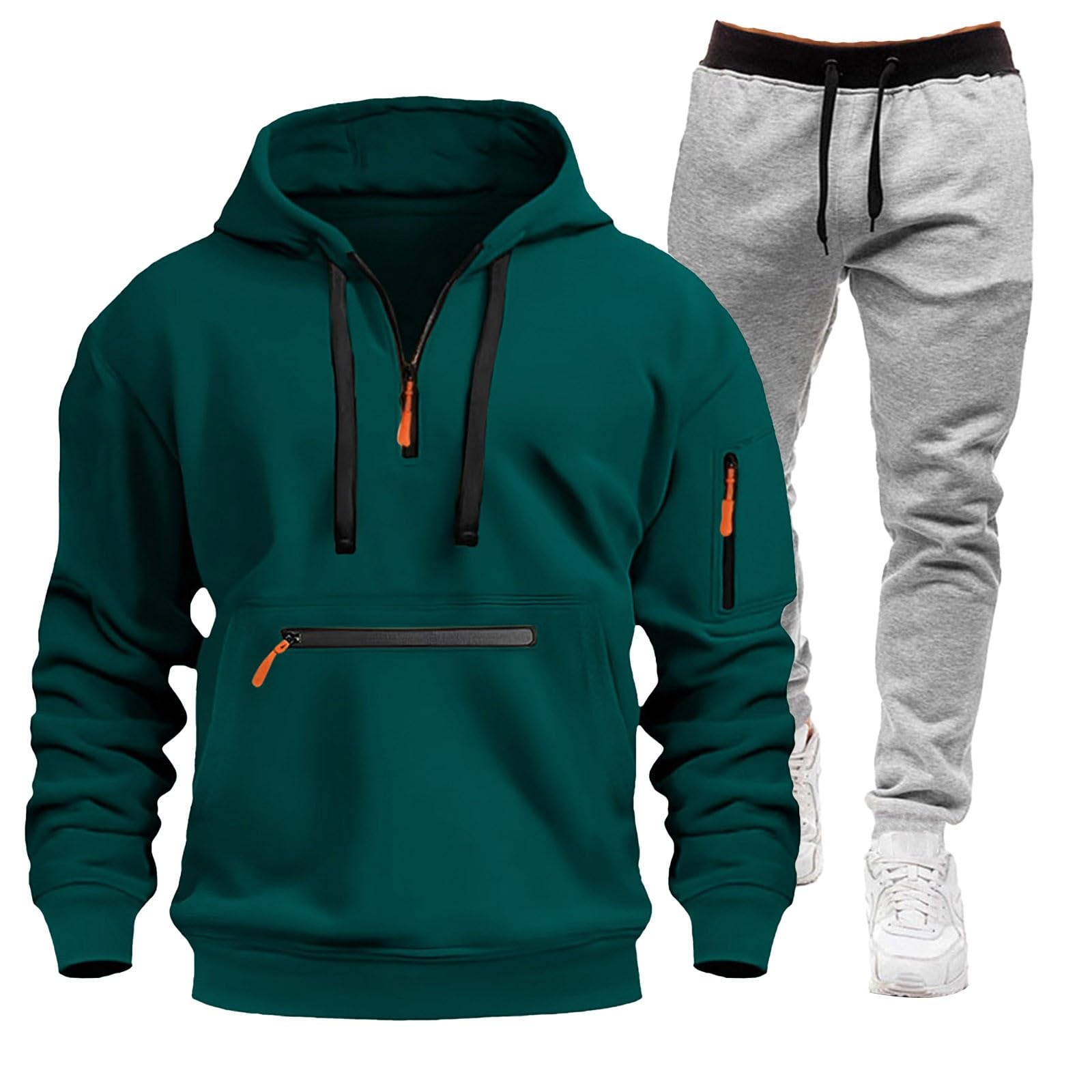 Tute da Ginnastica Uomo Maniche Lunghe Felpa con Cerniera e Jogging Pantaloni Sportiva Set Tuta Completa Tracksuit,Tuta Uomo In Pile,Regalo Natale Halloween Capodanno