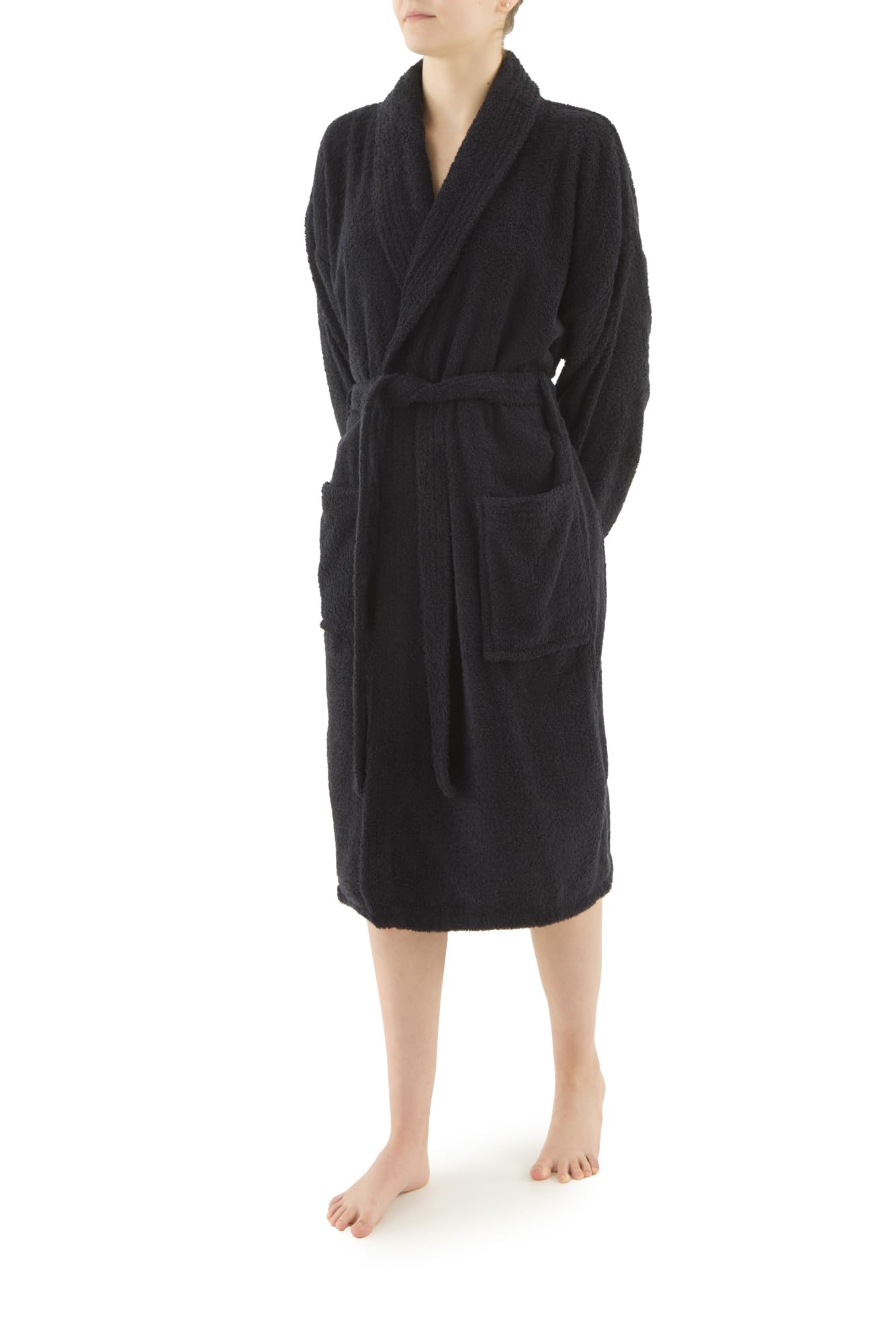 Top Towel - Elegancki - Szlafrok damski i męski 100% bawełna, 500 g/m² - Opcja z kapturem lub bez kaptura - Miękki i chłonny do prysznica, spa i basenu, Czarny (Black), XL