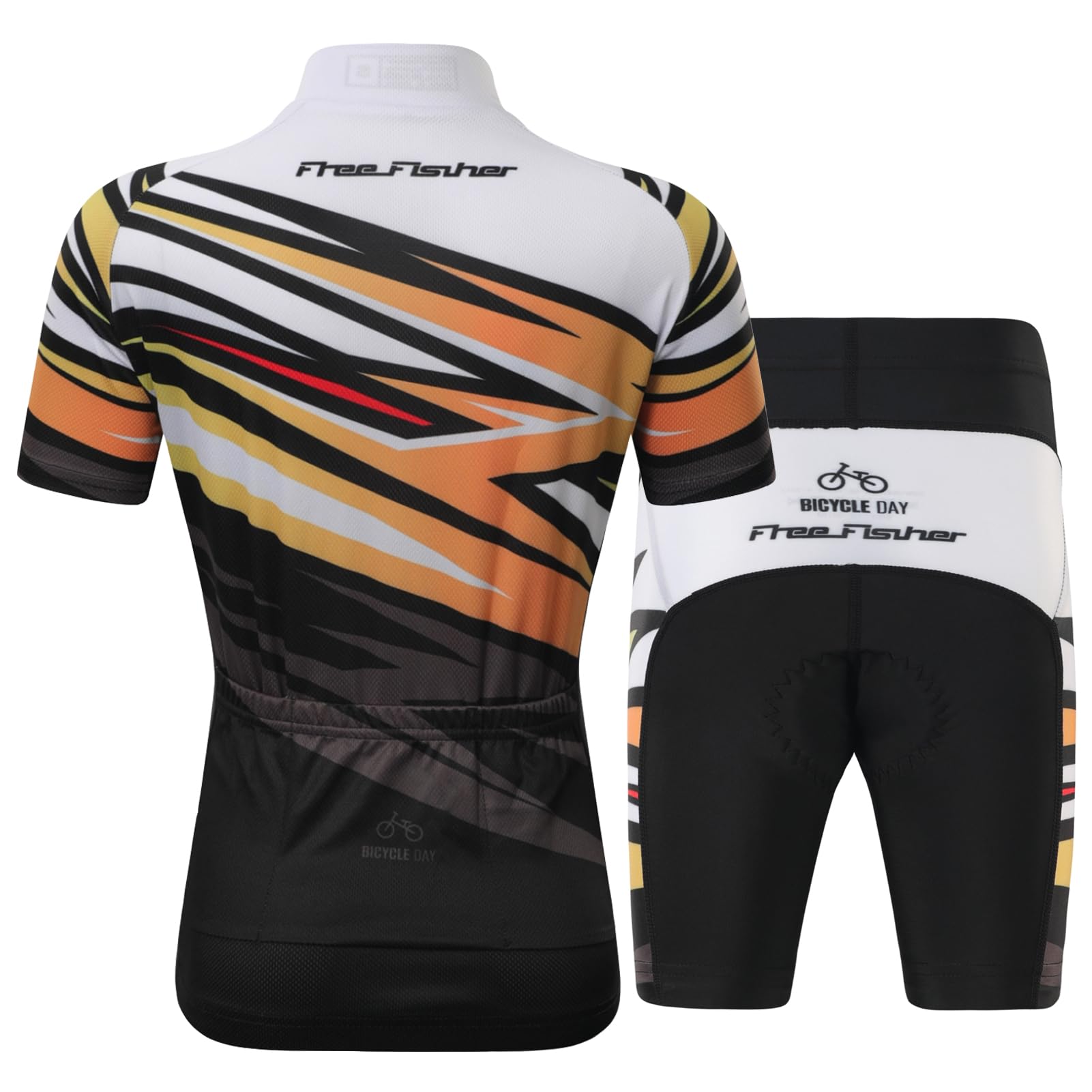 Enfant Garçon Maillots de Cyclisme Fille Séchage Rapide Maillots à Manches Courtes&Shorts de vélo avec Coussin d'Assise 3D Respirant Vêtements de Sport de Cyclisme