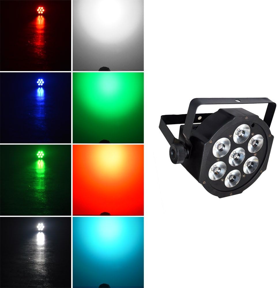 Stage Lights COB PAR 7pcs 8W RGBW LEDs Wash 15degree beam angle for Party Pub Club Church Theatre DJ Dancing Festival Christmas Halloween Holidays (Q PAR 708A X 10PCS)