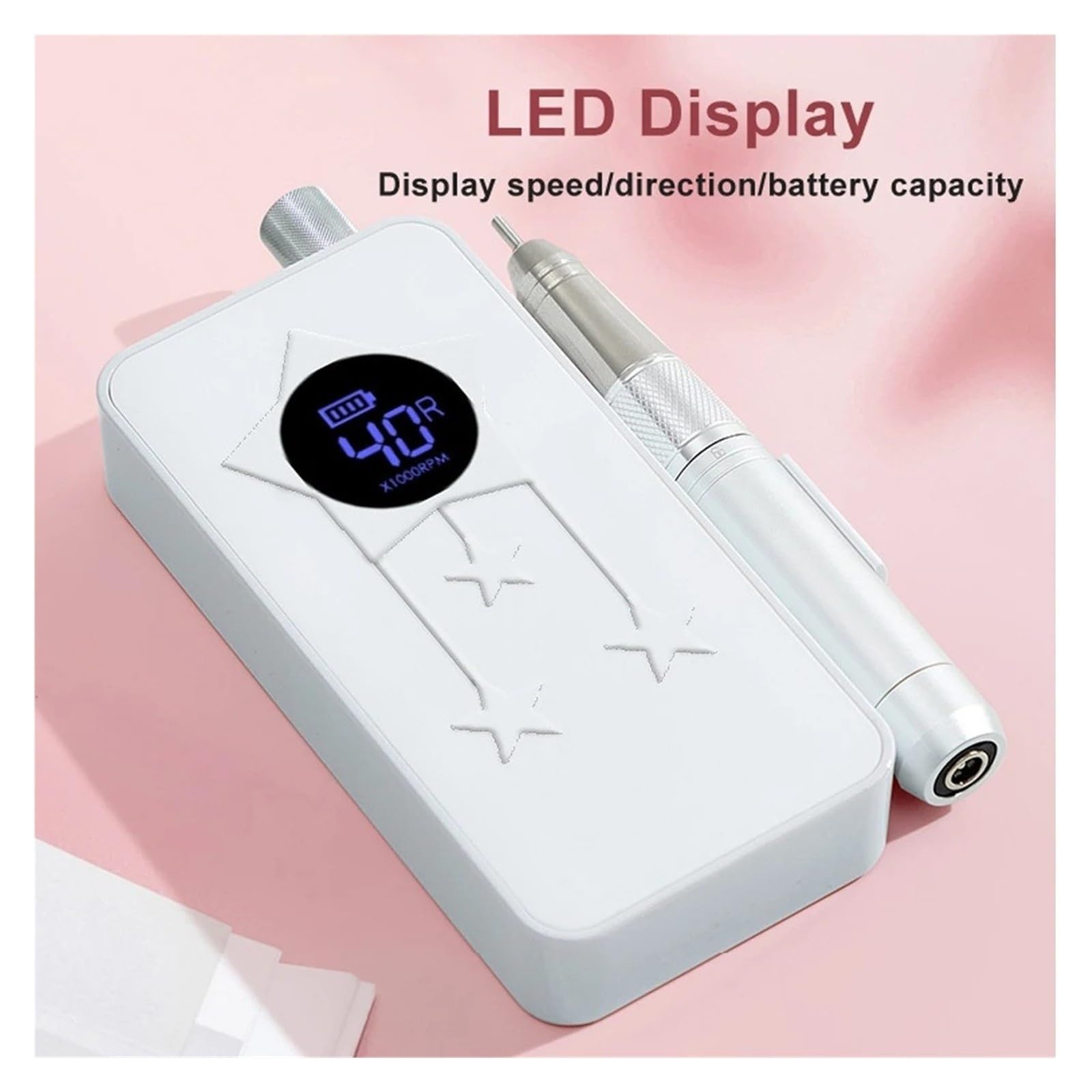 Máquina perforadora de uñas, Lijadora inalámbrica recargable con taladro de uñas 40000RPM para manicura menor ruido(Purple)