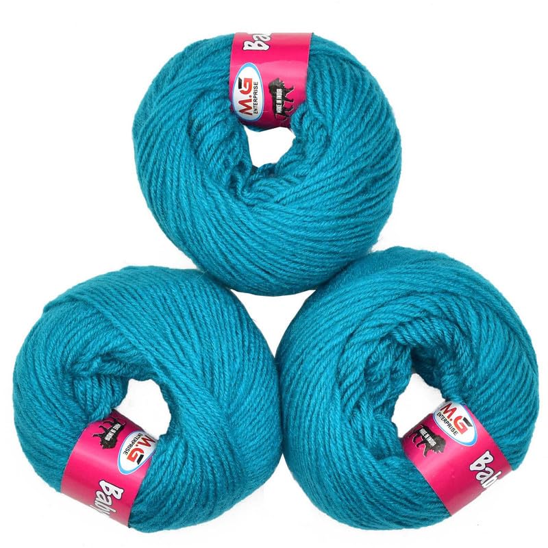 Image of M.G ENTERPRISE 100% Acrylic Wool Teal 16 Pc Baby Wool 4 ply -DC Art-