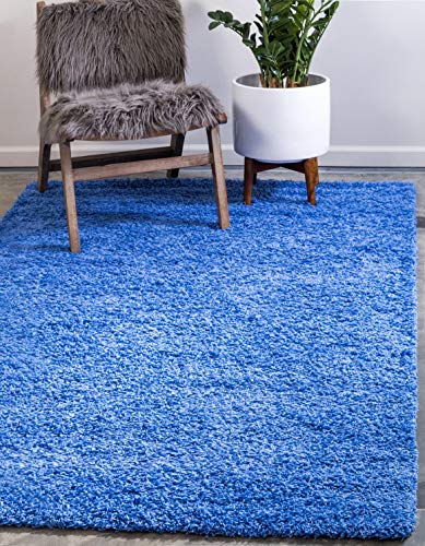 Unique Loom Solid Shag Collection Area Rug (8' x 10' Rectangle, Periwinkle Blue)