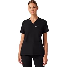 JAANUU Helia Women's Notched V-Neck Scrub Top - UltraLAST 4-Way Stretch, Slim Fit, 3-Pockets & Wrinkle Resistant Scrub Top