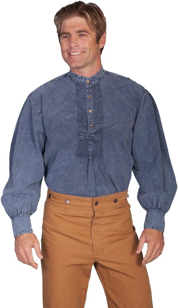 Scully Wahmaker Men's Wahmaker Pleated Front Puffed Sleeve Shirt Dark Blue XX-Large