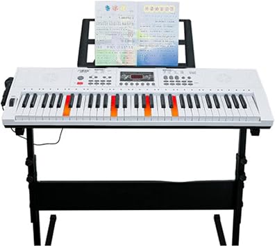 Electronic Piano Keyboard 61 Portable Piano Key Electronic Keyboard for Adult Children Beginner Professional Color: White, Size: 84.5X26.5X8.5CM