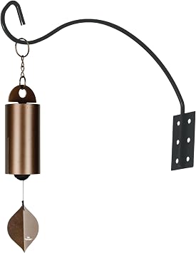 Woodstock Wind Chimes Heroic Wind Bell & Outdoor Hanging Bracket, 24" Copper Wind Chime with Black Iron Wall Mount, Deep Tone Windbell & Durable Hanger for Porch, Patio, or Garden