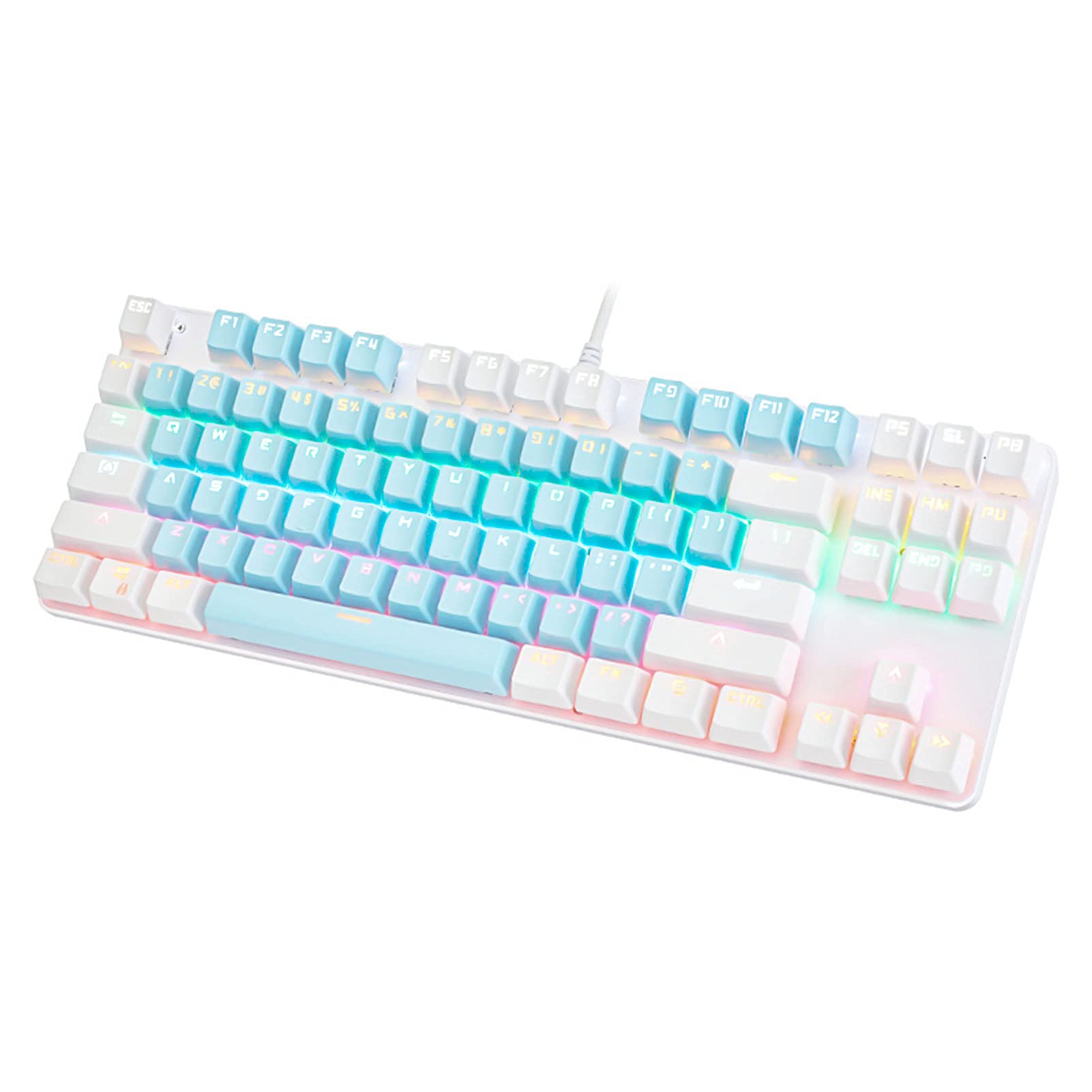 K100 87 Keys USB Backlight Green Shaft Office Home Gaming Mechanical Keyboard Computer Equipment Accessories