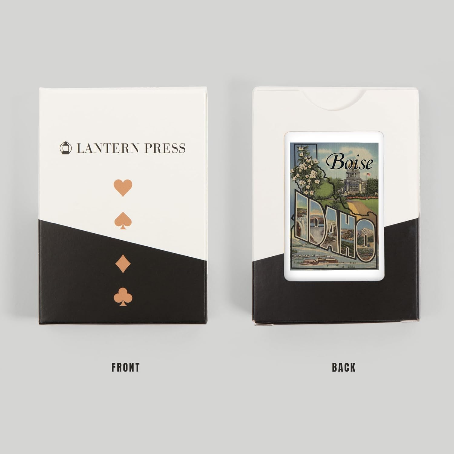 Lantern Press Boise, Idaho, Large Letter Scenes, 52 Playing Cards for Adults, Poker Size Card Deck