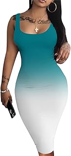 Women Casual Sexy Tank Top Bodycon Dress Summer Pencil Sleeveless Basic Midi Club Dresses