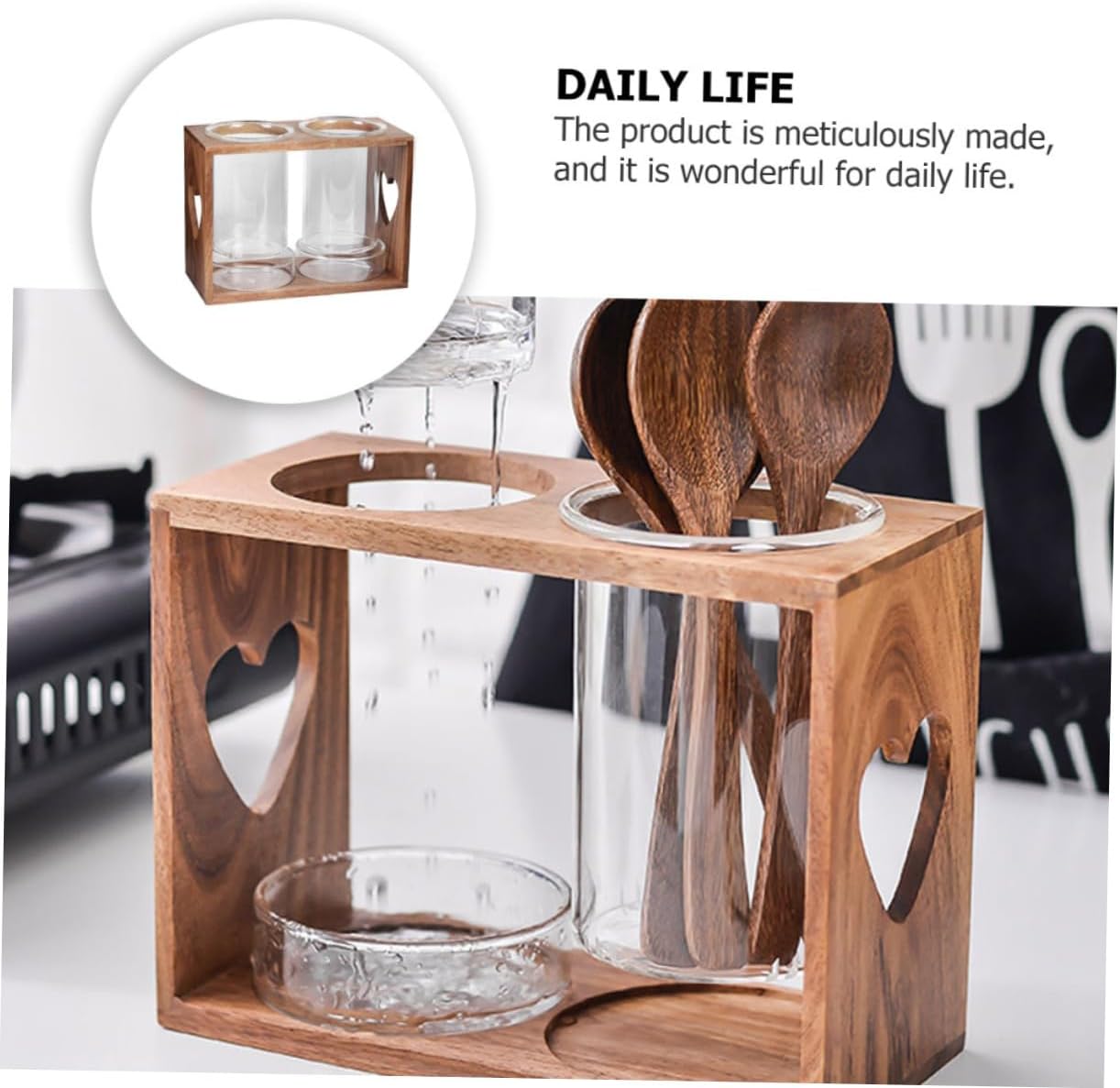 Chopstick Drain Rack Glass Cutlery Canister Creative Kitchen Storage Organizer for Home and Restaurant Heat Resistant Easy to Clean