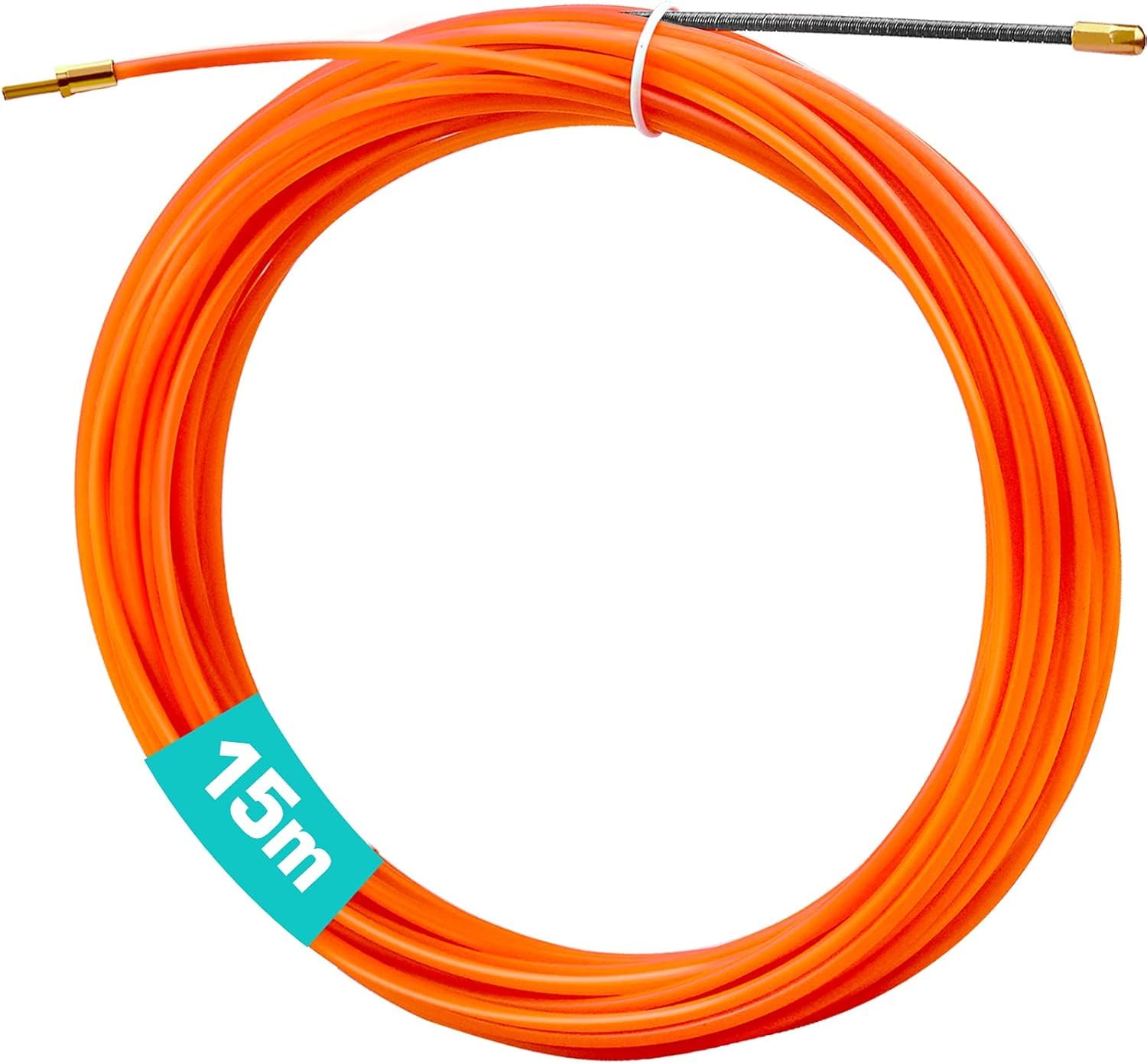 JACMKEON 15M Fish Tape Cable Puller Electrical Cable Running Puller Rods Electrical Wire Threader, with Cable Harnesses for Dry Wall Conduit Insulation Pipe and More