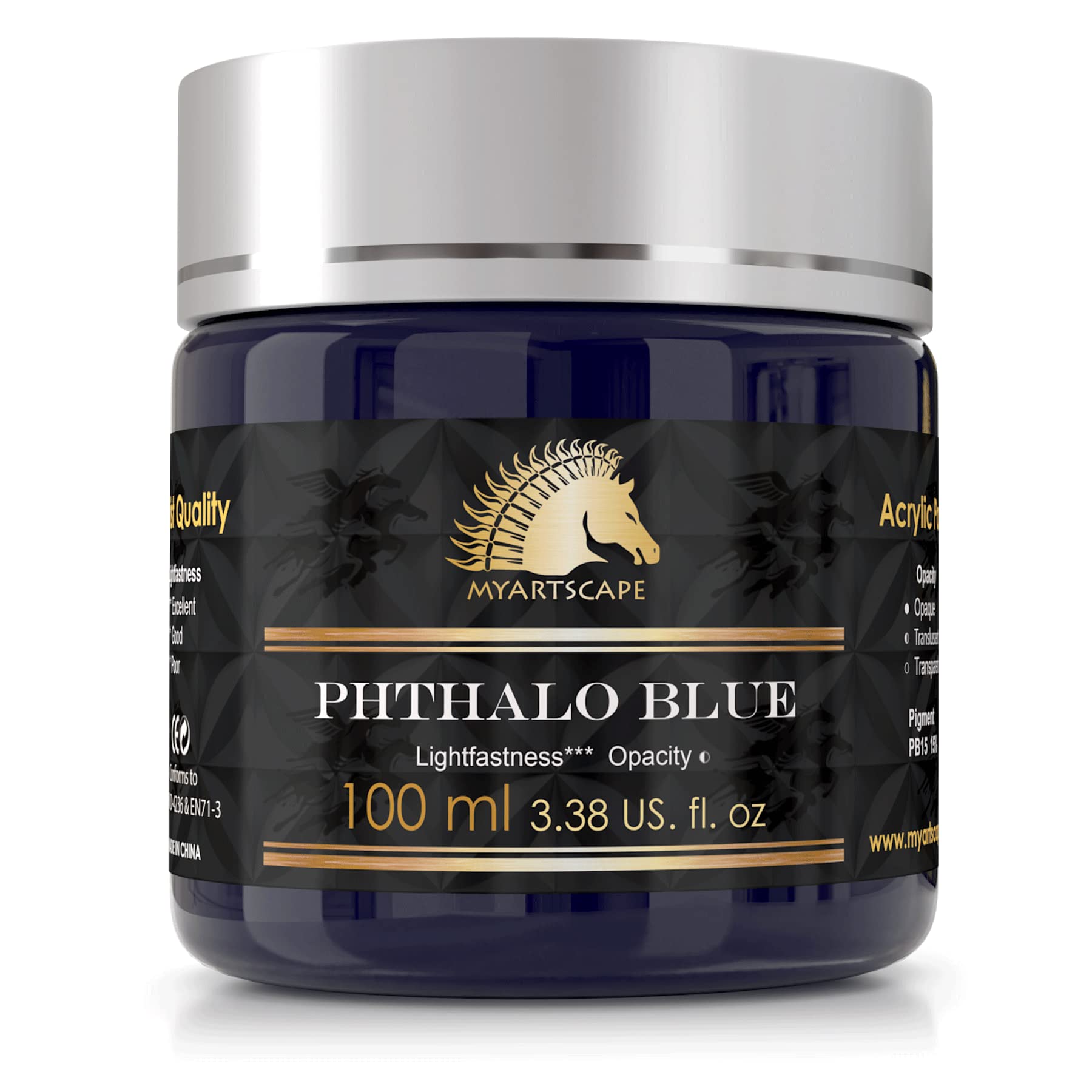 Myartscape Phthalo Blue Acrylic Paint - 100Ml Bottle (3.38 Fl Oz) - Artist Quality - Lightfast - Heavy Body - Rich Pigment - Great Tinting Strength - Professional Painting Supplies