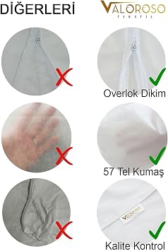 Pamuklu 50x70 Beyaz iç Astar, iç Yastık Kılıfı Fermuarlı 10 adet