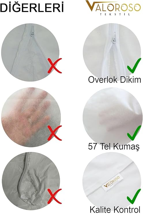 Pamuklu 50x70 Beyaz iç Astar, iç Yastık Kılıfı Fermuarlı 10 adet