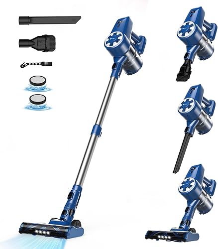 Miniatura 1 de UMLo Aspiradora inalámbrica, aspiradora ligera 6 en 1, potente aspiradora recargable con batería de 2200 mAh, tiempo de funcionamiento máximo de 40