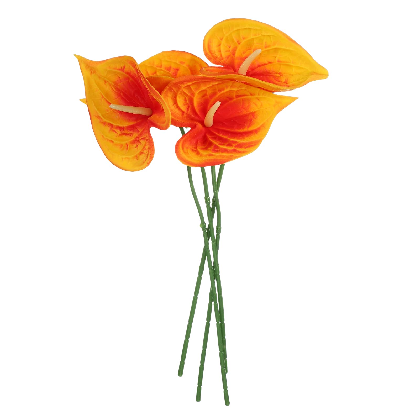 sourcing map 4Pcs 11inch Artificial Anthurium Lily Flowers, Permanent Flower Bouquet for Home Arrangements Wedding Festival Decoration Crafts Store Decor Accessories, Orange