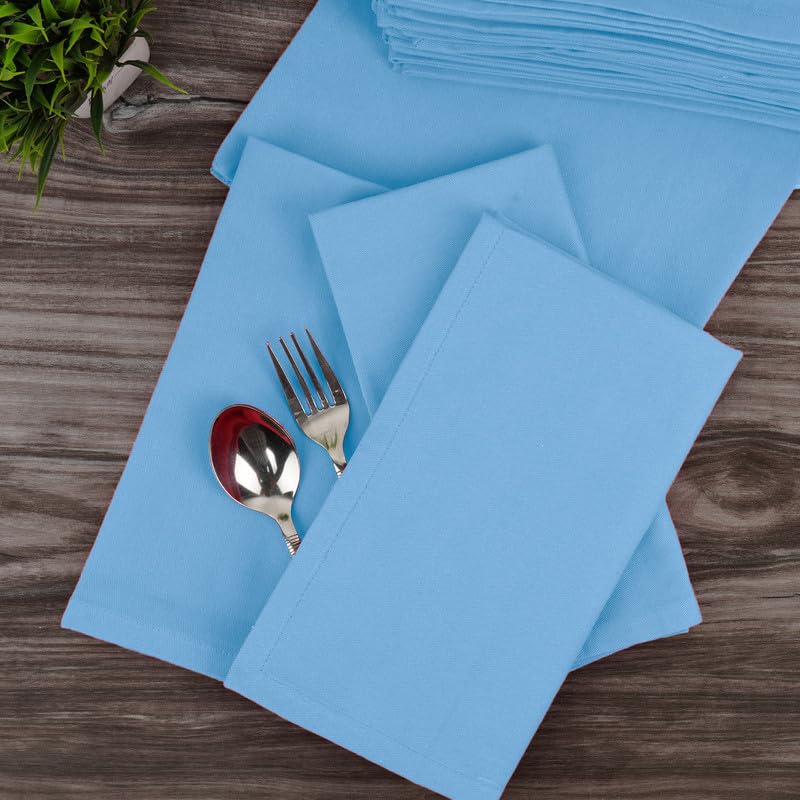 Sweet Needle, Pack of 12-100% Cotton Oversized Dinner Christmas Napkins 45 CM x 45 CM (18 IN x 18 IN), Airy Blue - Image 4