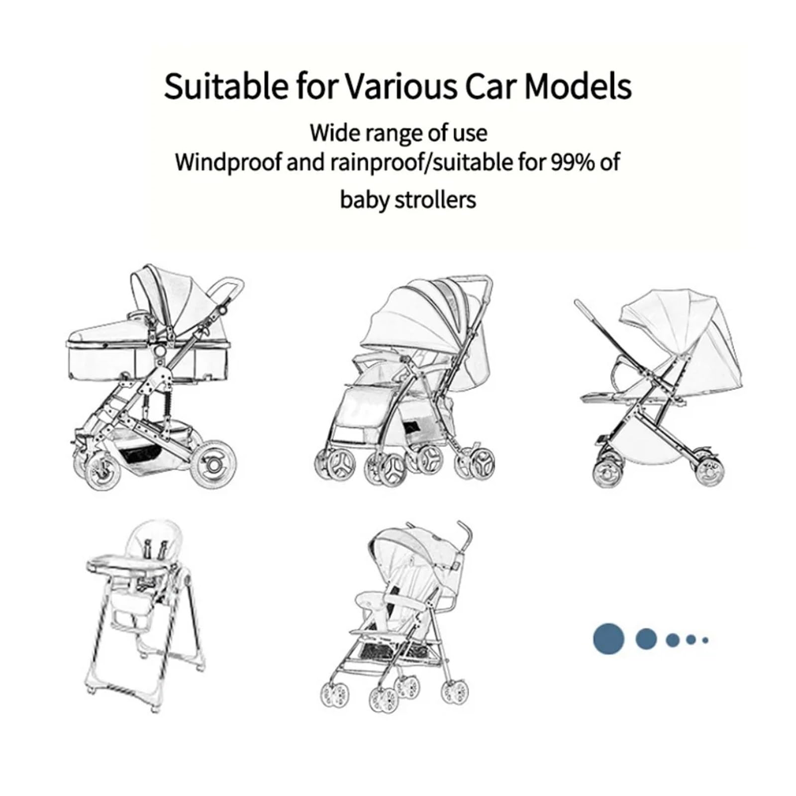 Kinderwagen Regenschutz Universal-Regenschutz for Kinderwagen aus PVC/Eva, wasserdicht, for Kinderwagen, Regenschutz for Kinderwagen, Zubehör(Eva Zipper)