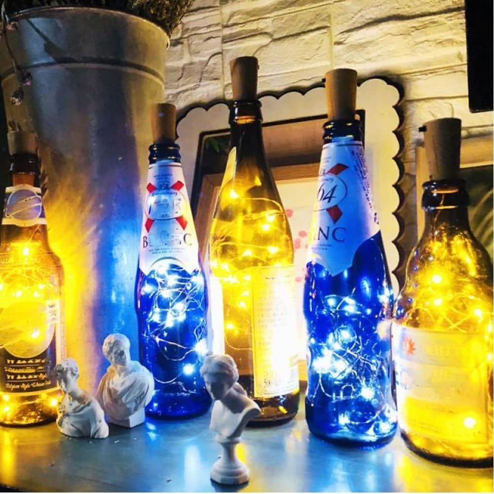 PAWARSO Luci per Bottiglia, 12 Pezzi Tappi LED a Batteria per Bottiglie, 2m 20 LED,Luci per Bottiglie di Vetro per Creare Atmosfera per Natalizie, Matrimonio, Festa (Bianco Caldo)