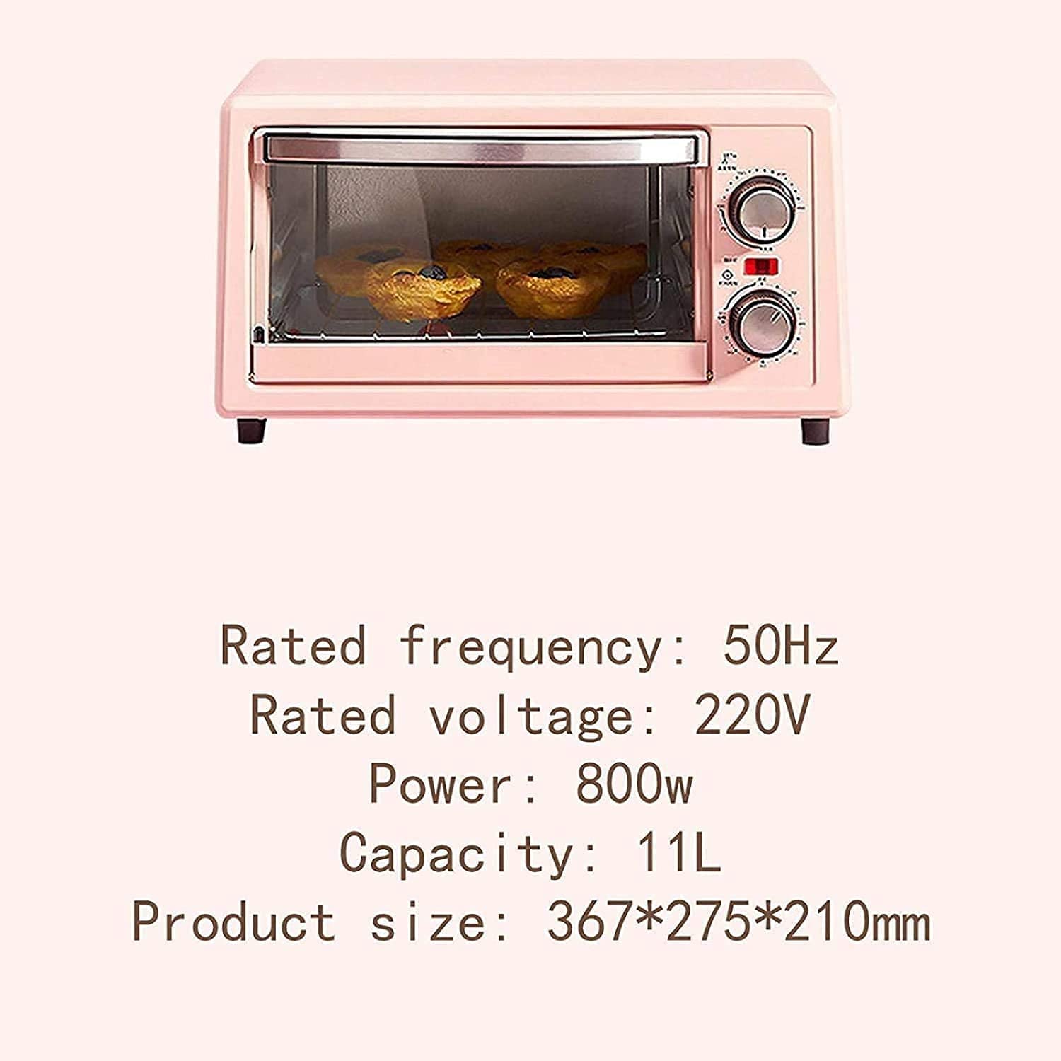 Mini Horno eléctrico automático Rosa para el hogar de 11L, horneado pequeño, Horno pequeño, Pastel multifunción, Pan, Batata, Batata al Horno,