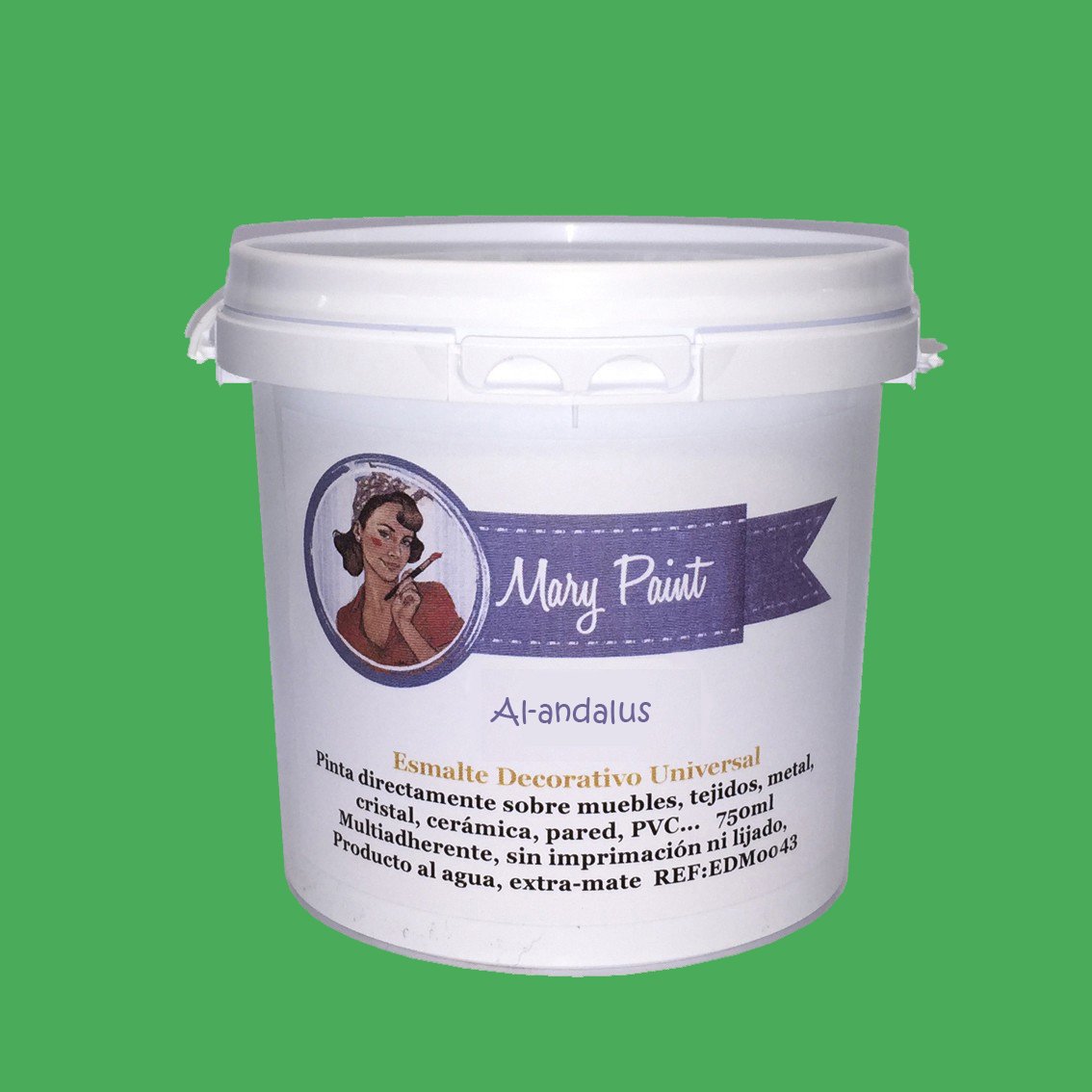 Mary Paint | Pintura para Muebles Efecto Chalk Paint, Verde Al-Andalus - 750ml