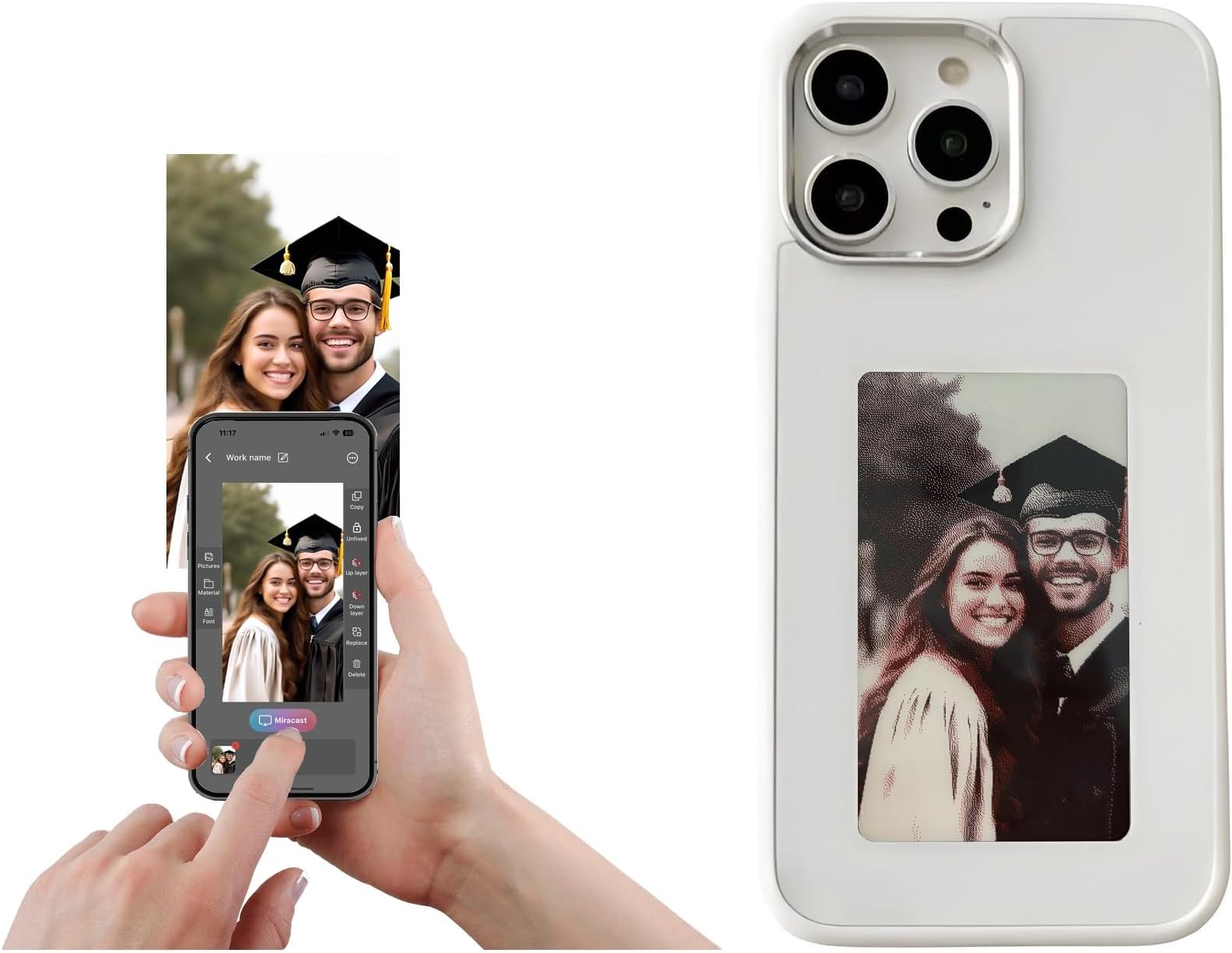 𝐃𝐈𝐘 𝐄-𝐈𝐧𝐤 Smart Phone Case Rear Projection Ink Case Customizable Instantly Display Photo Personalize Ink Phone Case Back Cover (White, iPhone 13 PRO)