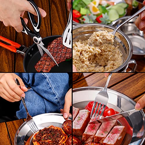 Odoland 27 Pcs Camping Essentials Outdoor Camping Cookware Backpacking Camping Cooking Set Portable Camping Accessories And Lightweight Camping Mess Kit For Overland Kitchen Cooking Travel #TOP5
