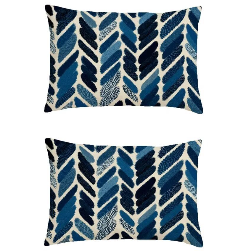 Housse de coussin 80x100cm bleu marine taie oreiller extérieur lin imperméable l-m161