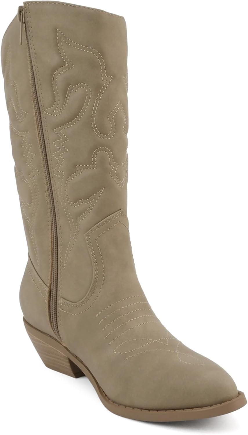 Soda Rider ~ Women Mid-Calf Western Cowboy Boots with Pointed Toe & Side Zipper - Image 4