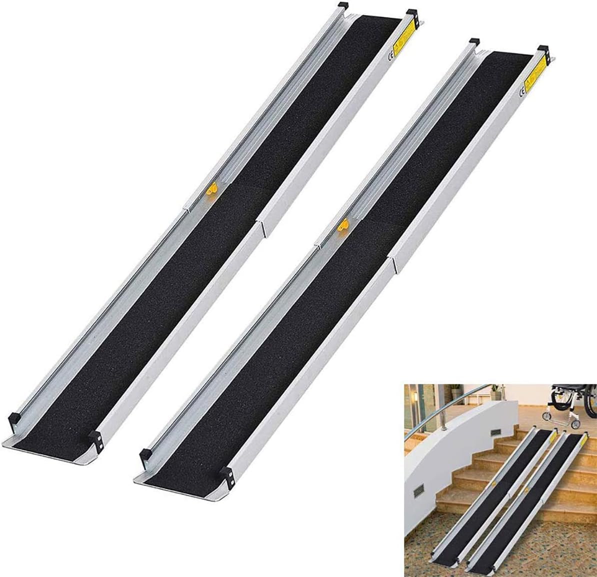 Aluminium Telescopic Portable Wheelchair Ramps,Steps Ramps,Folding Mobility Scooter Ramp for Home Motorcycle,1 Pair, Maximum Load 300KG/661lbs (5FT)