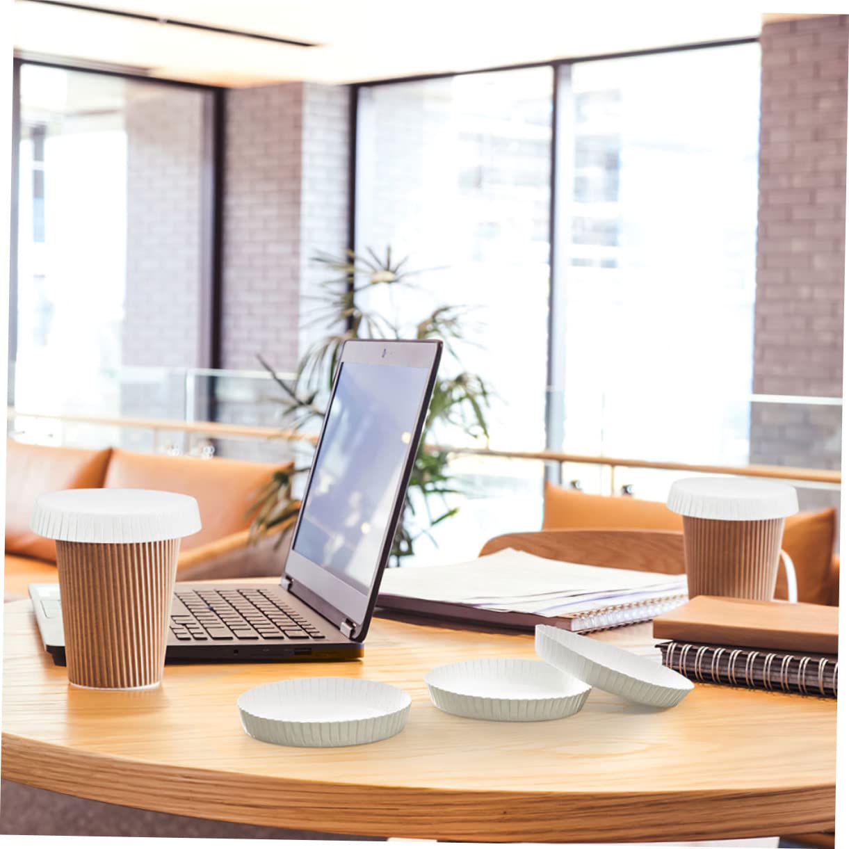 Lurrose Couvercles De Tasse En Papier Biodégradables 150 Pièces Couvercles Jetables Pour Boissons Chaudes Et Froides Protection Contre La Poussière Pour Bar Restaurant Ktv