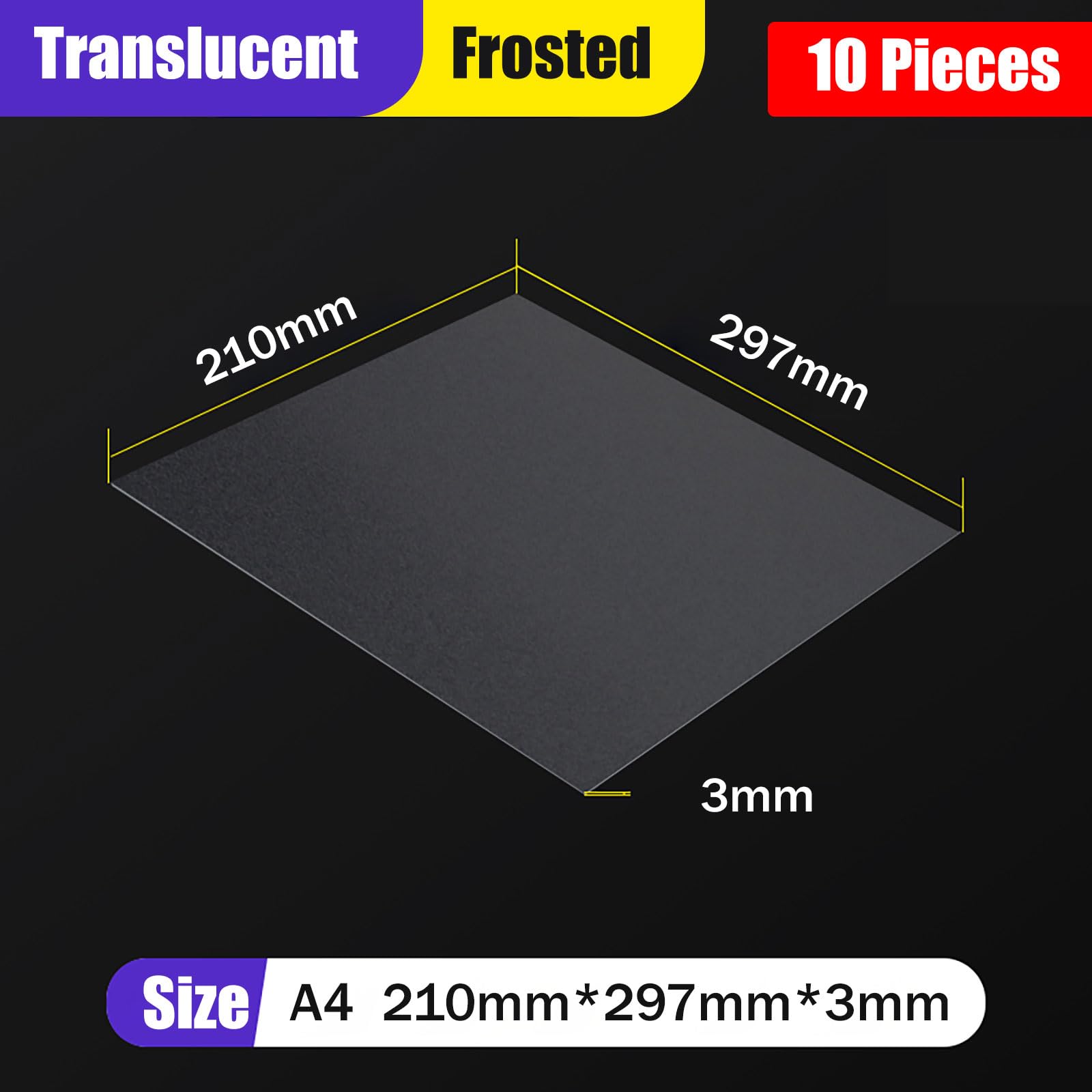 10 sztuk matowych, półprzezroczystych arkuszy plastikowych wielokrotnego użytku A4 210 × 297 mm - trwałe panele polipropylenowe(3mm)