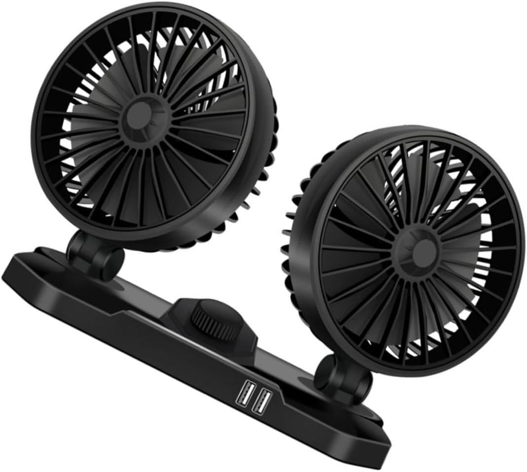 Artibetter 2piezas Mini Ventilador Eléctrico Usb Doble Cabeza Ajustable Para Vehículos Silencioso y Rotatorio Para Coche Suv y