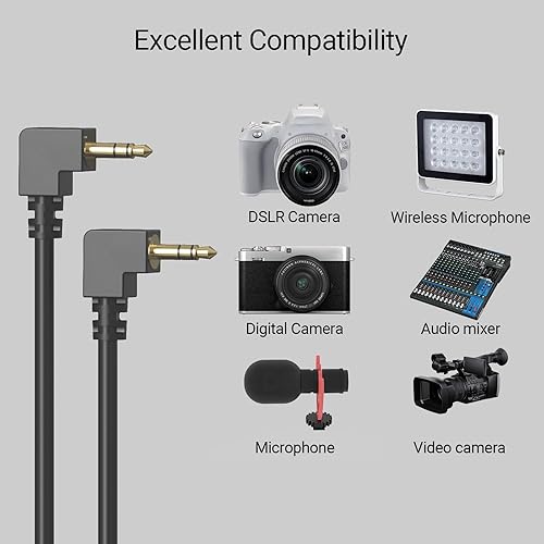 Miniatura 4 de Cubilux Cable de audio en espiral de 0.138 in macho a macho, cable de audio de ángulo recto de 90 grados de 0.138 in de 1.8 pies, cable auxiliar
