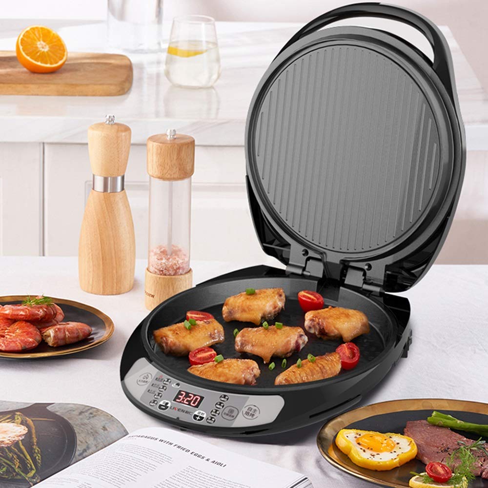 1200W pan cuisson électrique, des ménages double face chauffage Poêle à frire, crêpière automatique intelligent, la version micro-ordinateurs, 30MM approfondissent