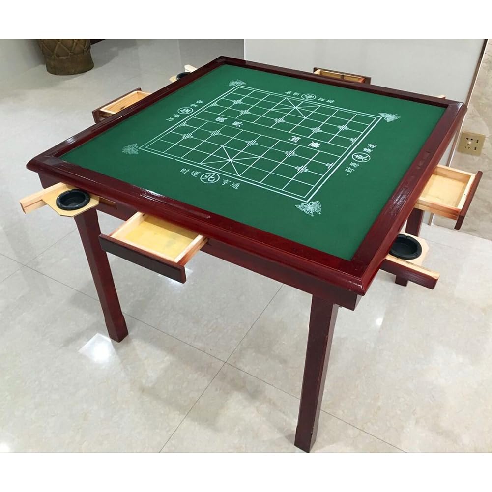Tavolo Mahjong Pieghevole, Piattaforma di Gioco Mahjong in Legno, Tavolo da Gioco Domino A Pieghe Multifunzionale con Portabicchieri E Mini Cassetti,with Lid