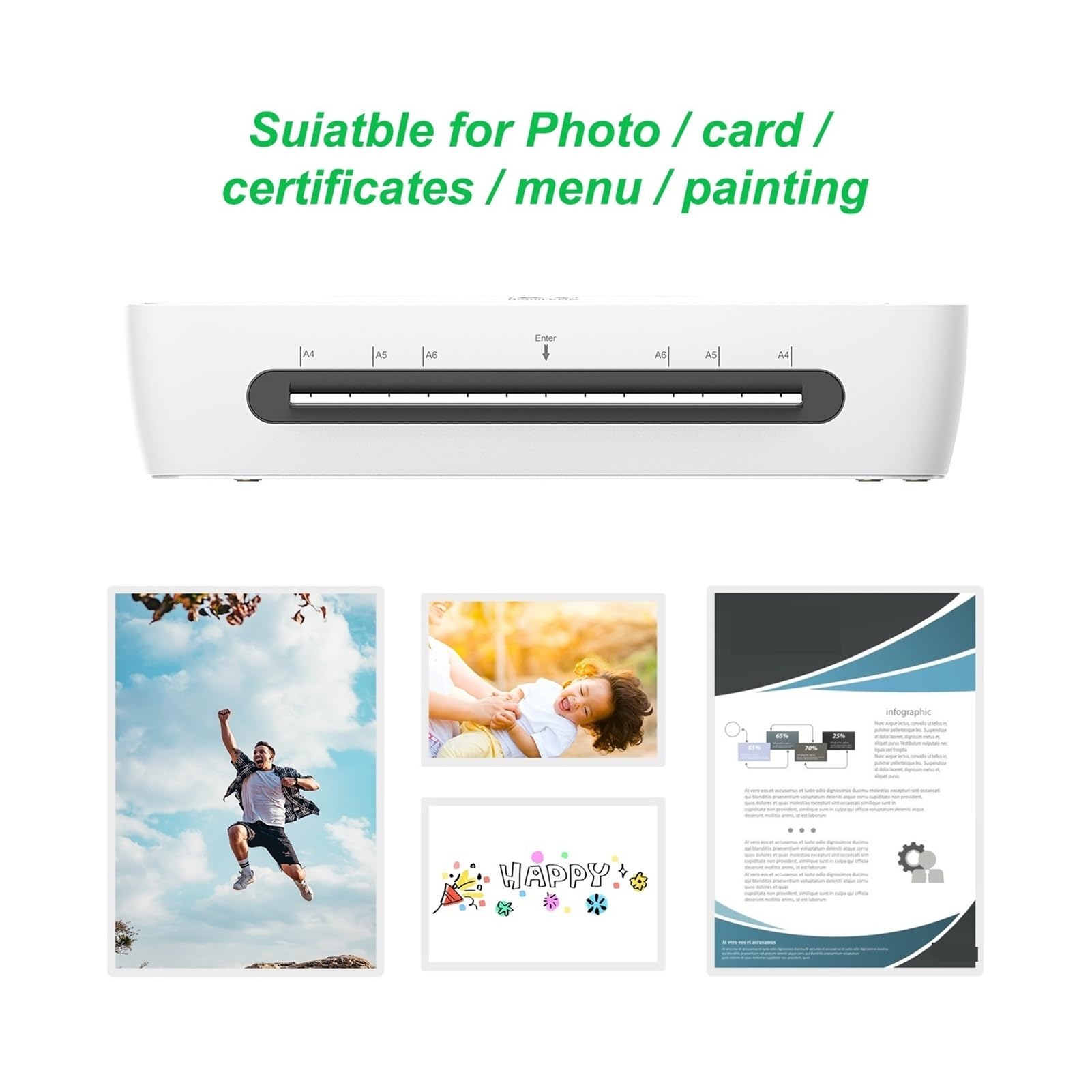 Zestaw do laminowania biurkowego Wielofunkcyjny laminator na gorąco/zimno z obcinarką do papieru, trymerem, dziurkaczem do A4/A5/A6
