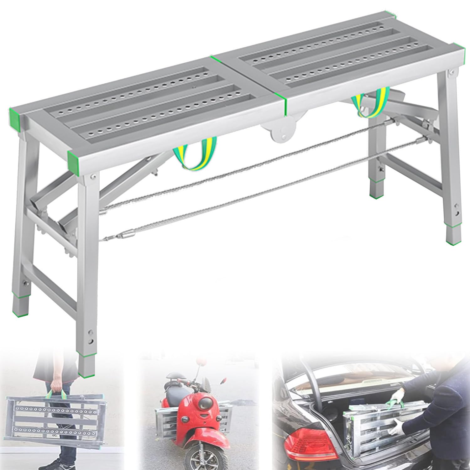 Qiang Ponteggio Scala Multifunzione Portata Max 300kg Trabattello Telescopico Piattaforma da Lavoro Pieghevole Sgabelli Panca,per Uso Domestico E Bricolage,TypeB-180 * 40cm