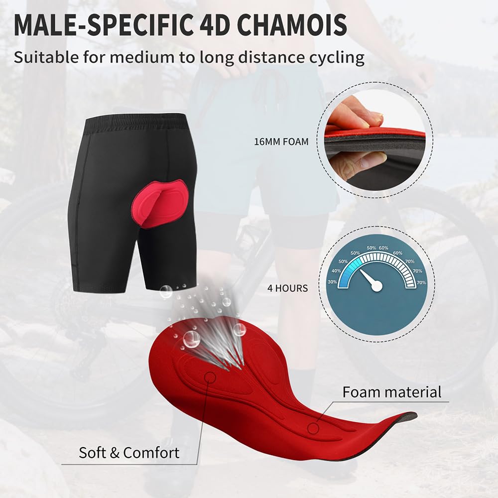 Traspiranti Uomo Pantaloncini Da Ciclismo Con Gel 4D, Asciugatura Rapida Donna Pantaloncini Da Ciclismo MTB Elasticizzati Leggeri Uomo Vestibilità Ampia Pantaloncino Cargo