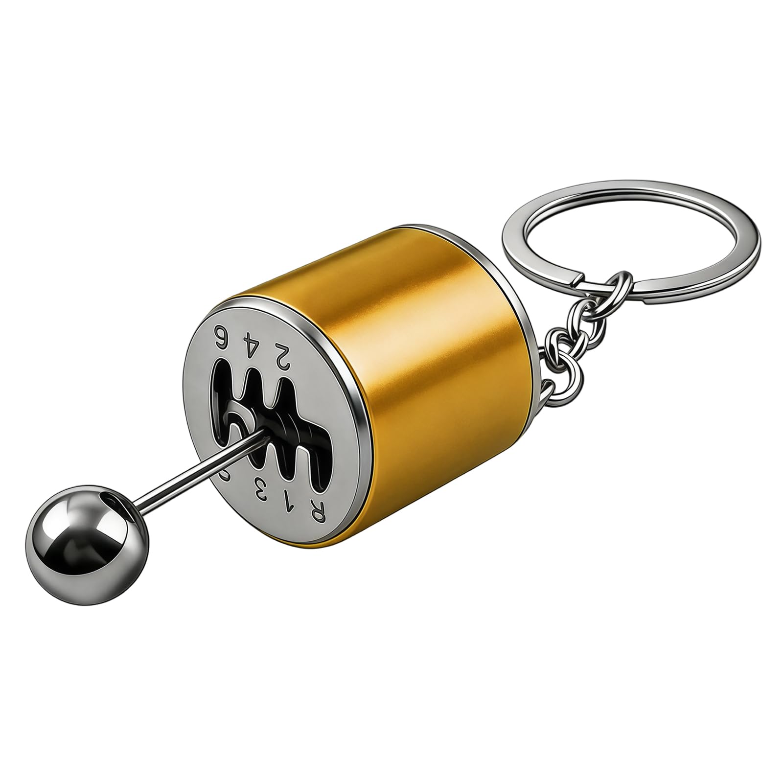 Ezvezs Unisex Gold Gearbox Keychain,6-Speed Manual Transmission Stick Shift Keyring,Creative Car Shifter Gear Keyfob,Automotive Lever Keyring Fidget Toy,Shift Lever Keyrings Car Accessories For Cars Lovers Gift (Gold)
