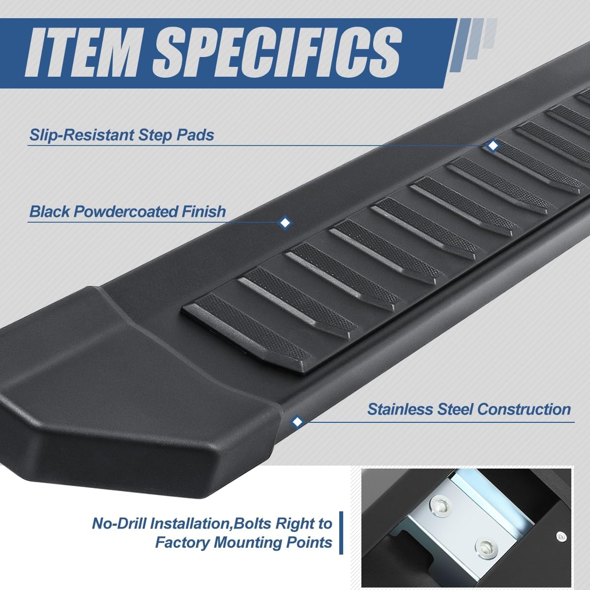 Auto Dynasty Running Boards Compatible with 2019-2024 Chevy Silverado GMC Sierra 1500 2500HD 3500HD Crew Cab, Stainless Steel Non-Slip Side Step Rail Nerf Bars, 6" Step Bars, Black