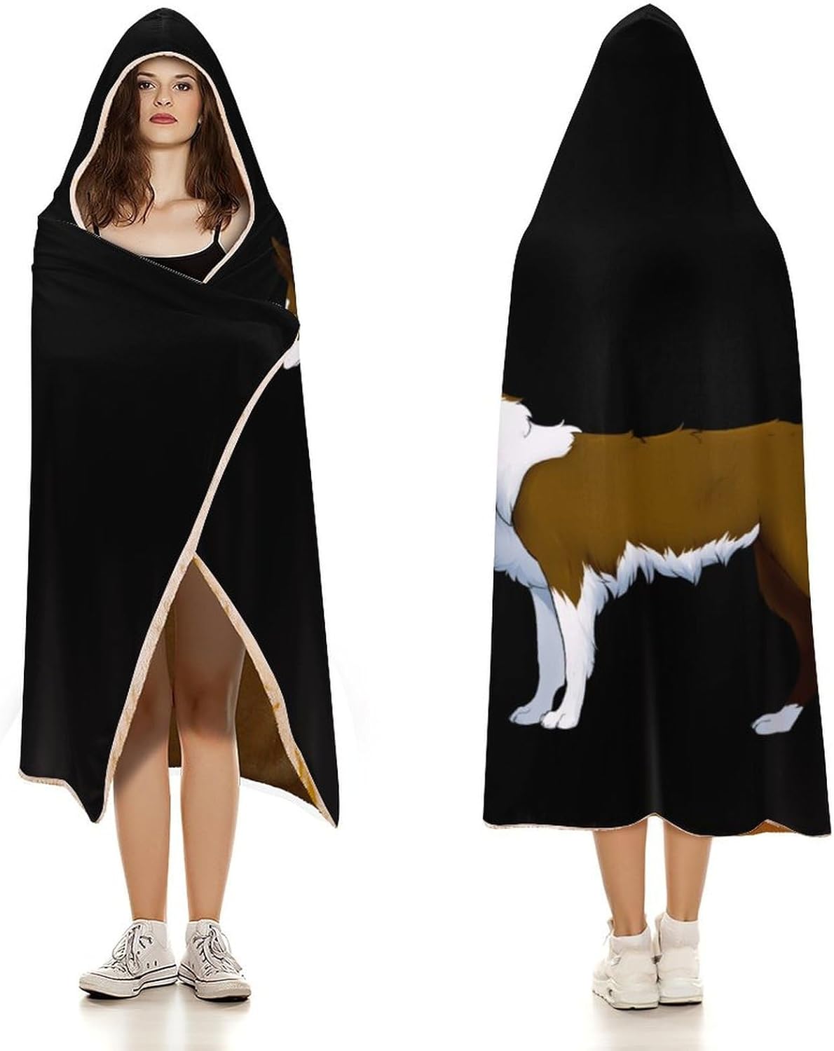 Shepherd Dog Fashion Wearable Blanket Hoodie Fleece Throw Cloak Robe Unisex